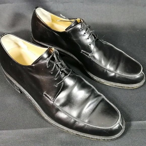 Salvatore Ferragamo Oxford Lace Up Split Toe Mens Black Leather Shoe Size‎ 9.5-D - Picture 1 of 10